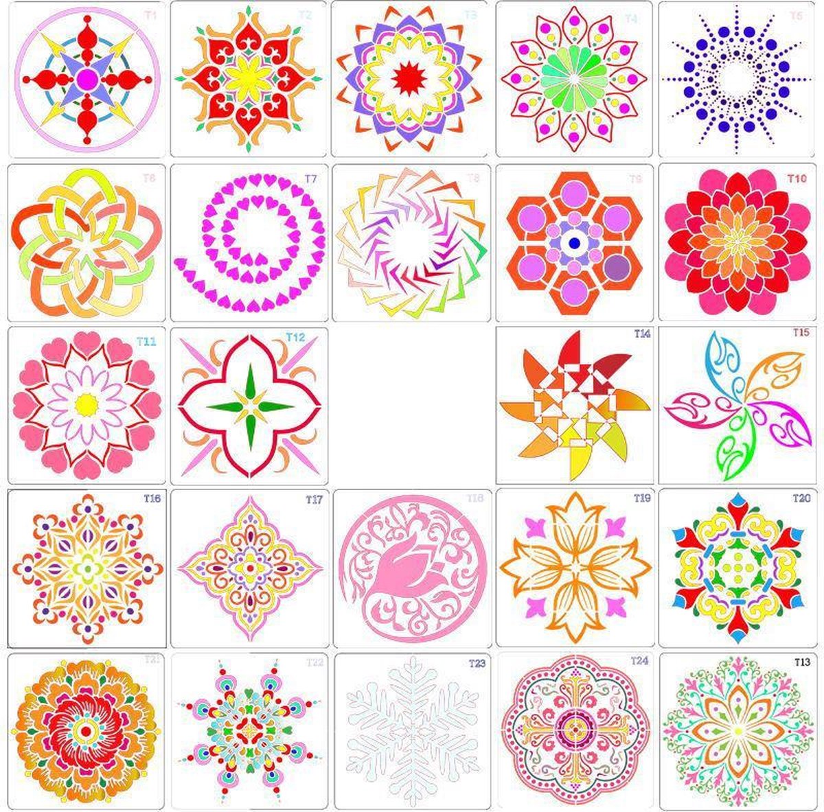 Happy Goods® 24 stuks Mandala dot painting sjablonen 13x13cm | dotting art | stippen